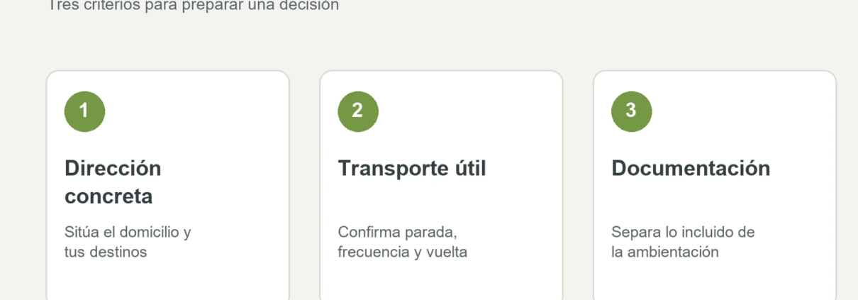 Tres criterios: Dirección concreta, Transporte útil, Documentación