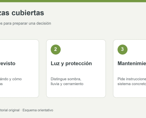 Tres criterios: Uso previsto, Luz y protección, Mantenimiento